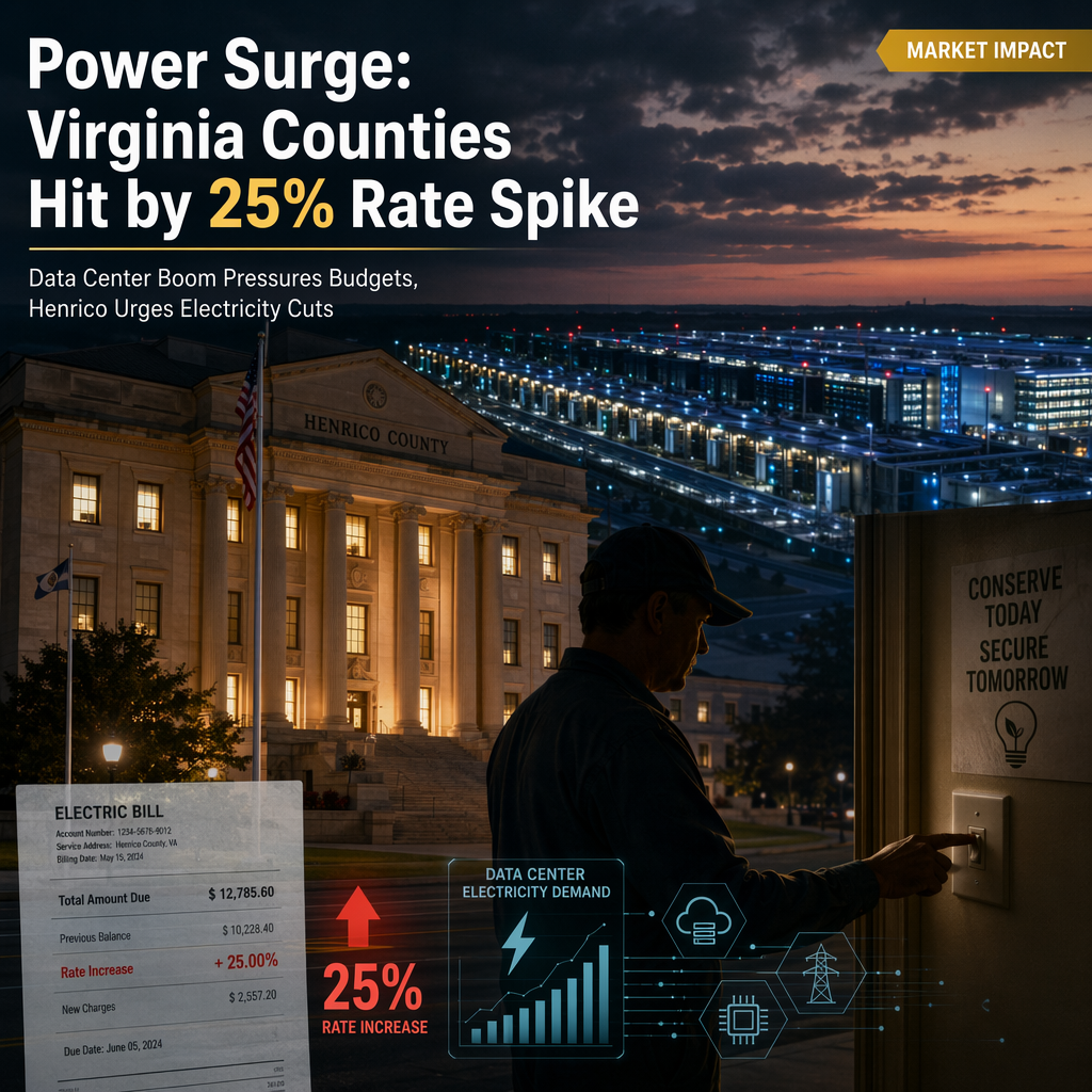 Virginia Counties Face 25% Electricity Rate Hike Amid Data Center Boom, Henrico Urges Power Cuts