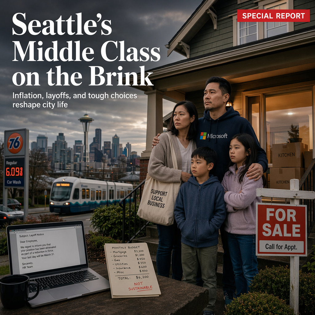 Seattle Middle Class Feels Squeeze as Inflation Outpaces National Average, Prompting Home Sales and Lifestyle Changes