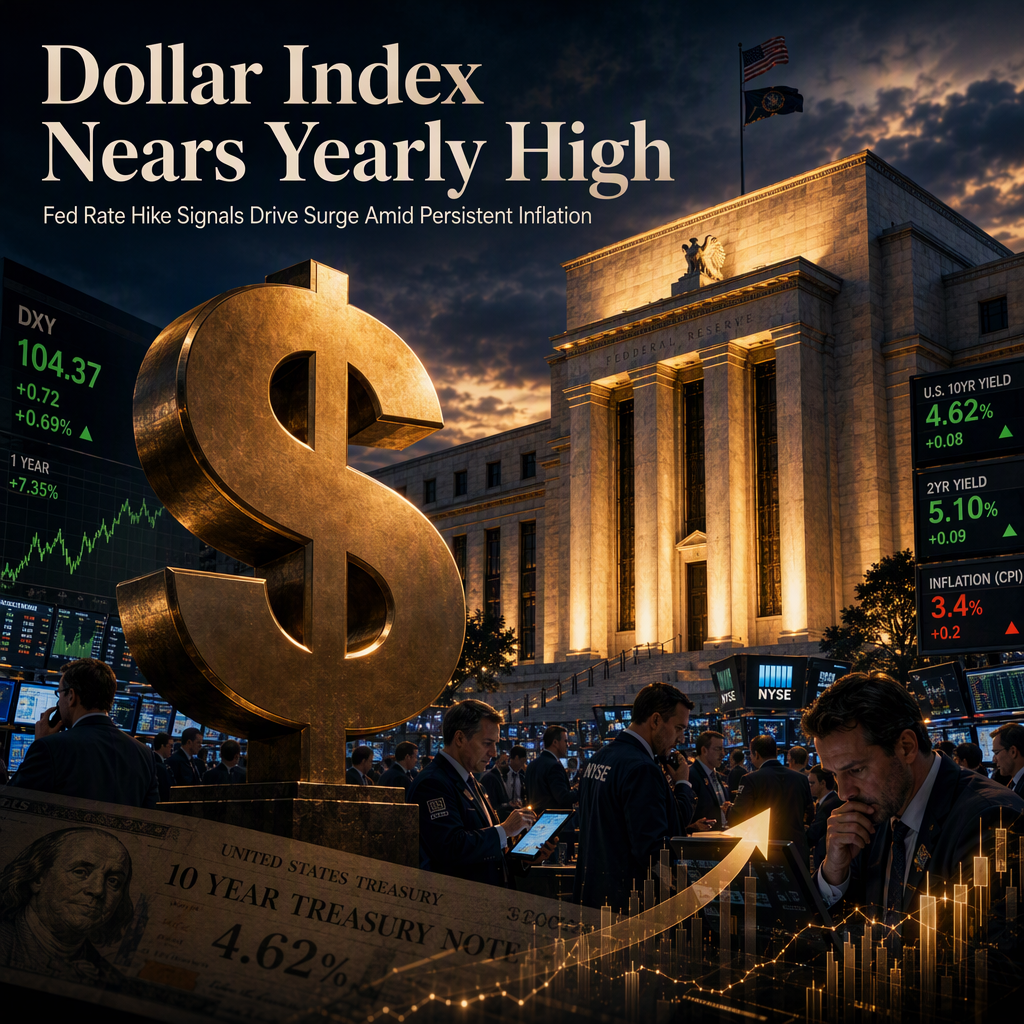 US Dollar Index Nears Yearly High as Fed Signals More Rate Hikes Amid Stubborn Inflation