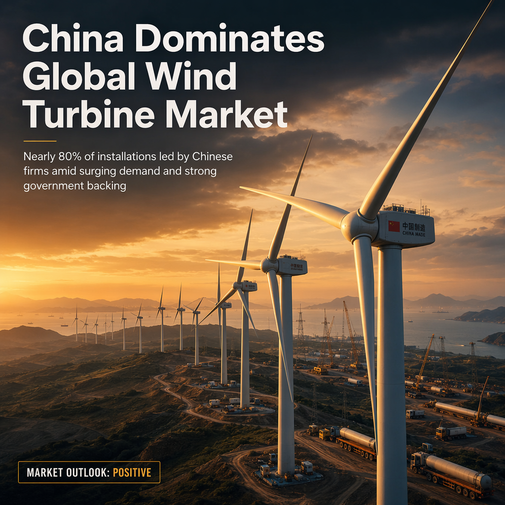 China Captures Nearly 80% of Global Wind Turbine Market Amid Surging Demand