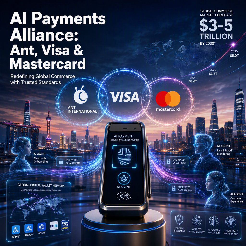 Ant International, Visa, and Mastercard Unite to Set AI Payment Standards Amid $3-5 Trillion Commerce Forecast