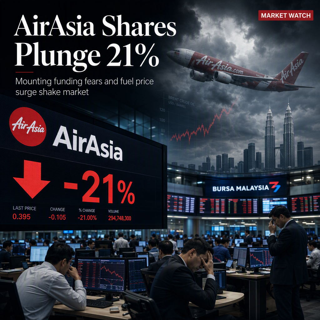 AirAsia Shares Plunge 21% Amid Mounting Funding Concerns and Fuel Price Pressures