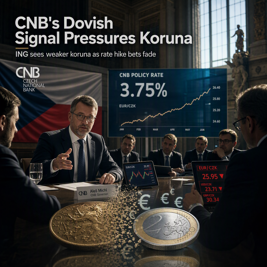 Dovish Czech National Bank Stance Expected to Weaken Koruna Against Euro, Says ING