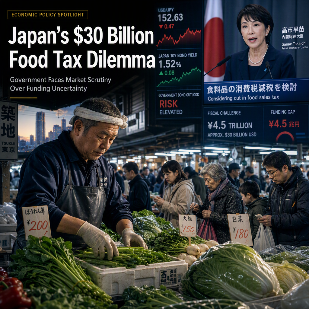 Japan Faces $30 Billion Funding Challenge Over Proposed Food Sales Tax Cut