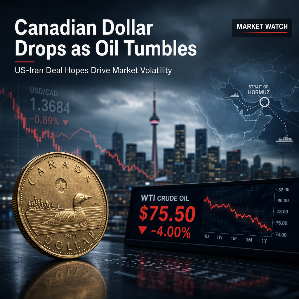 Canadian Dollar Falls as Oil Prices Drop on US-Iran Deal Hopes; Fed Rate Hike Odds Ease
