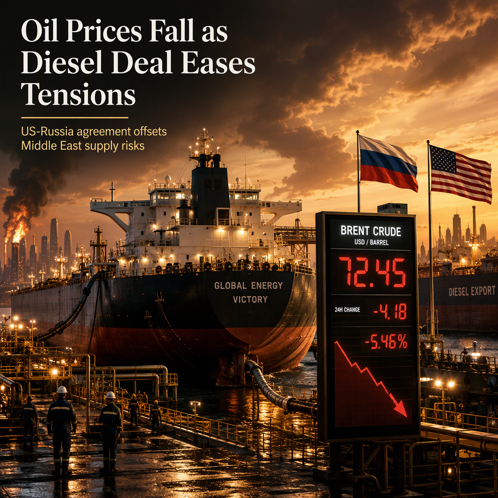Oil Prices Slide Despite Middle East Tensions as US-Russia Diesel Deal Eases Supply Concerns