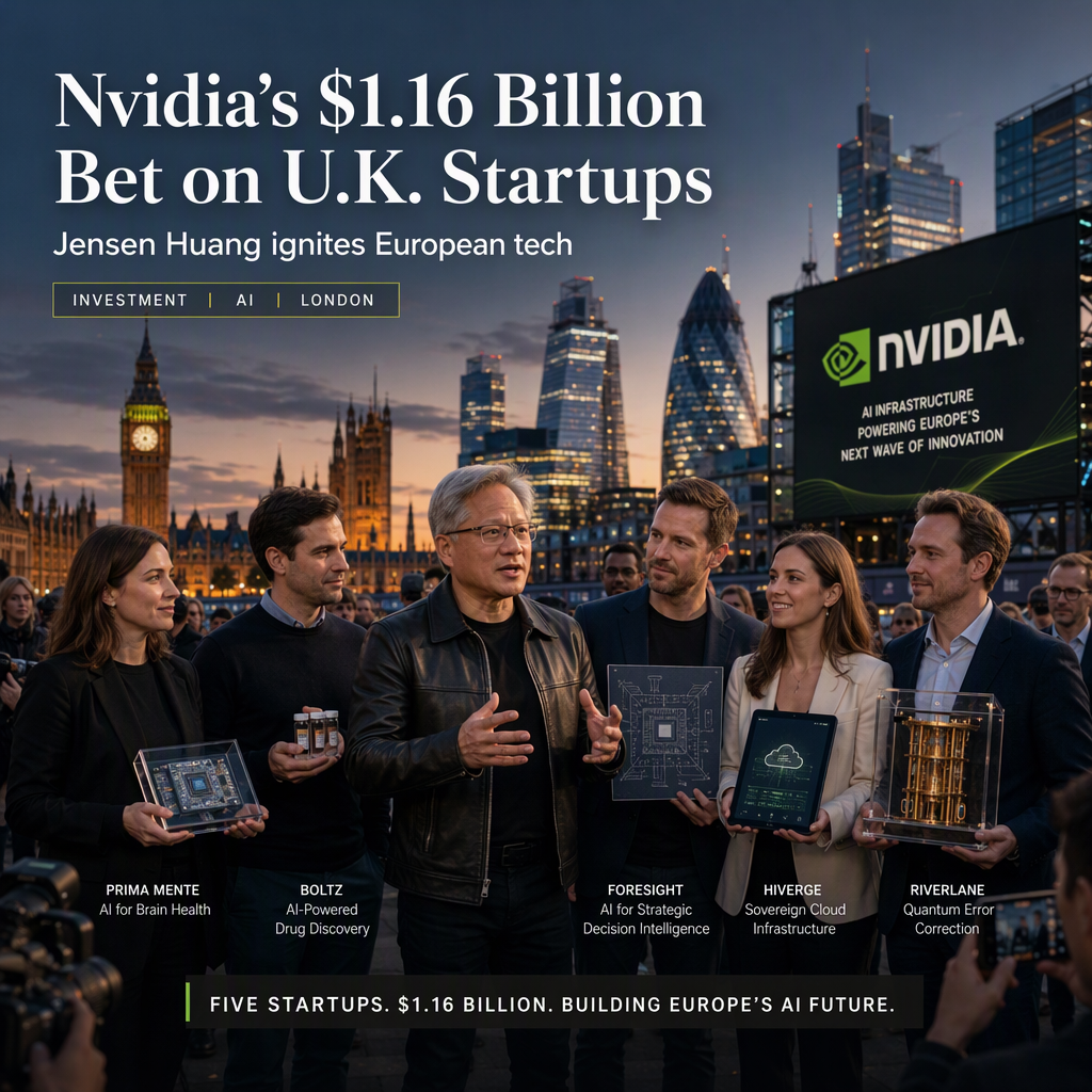 Nvidia Invests $1.16 Billion in Five U.K. Startups During Jensen Huang's London Visit