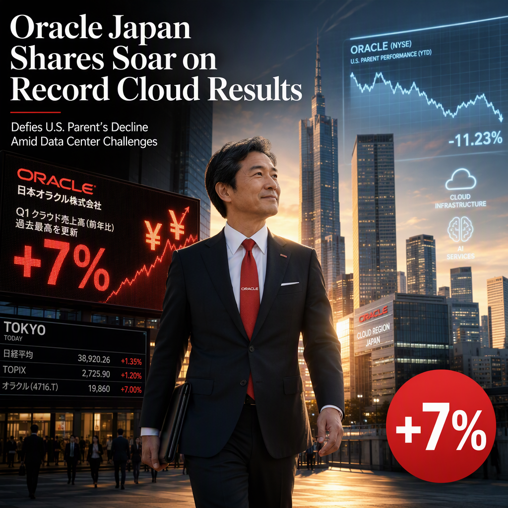 Oracle Japan Shares Jump Over 7% on Record Q1 Results and Cloud Growth, Defying U.S. Parent's Decline