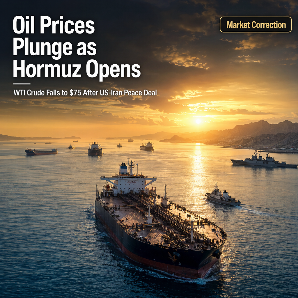 WTI Crude Oil Drops to $75 as Hormuz Shipping Resumes After US-Iran Peace Deal