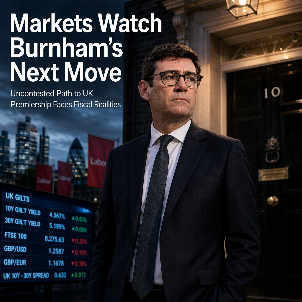 Markets Eye Burnham's Uncontested Path to UK Premiership Amid Fiscal Constraints