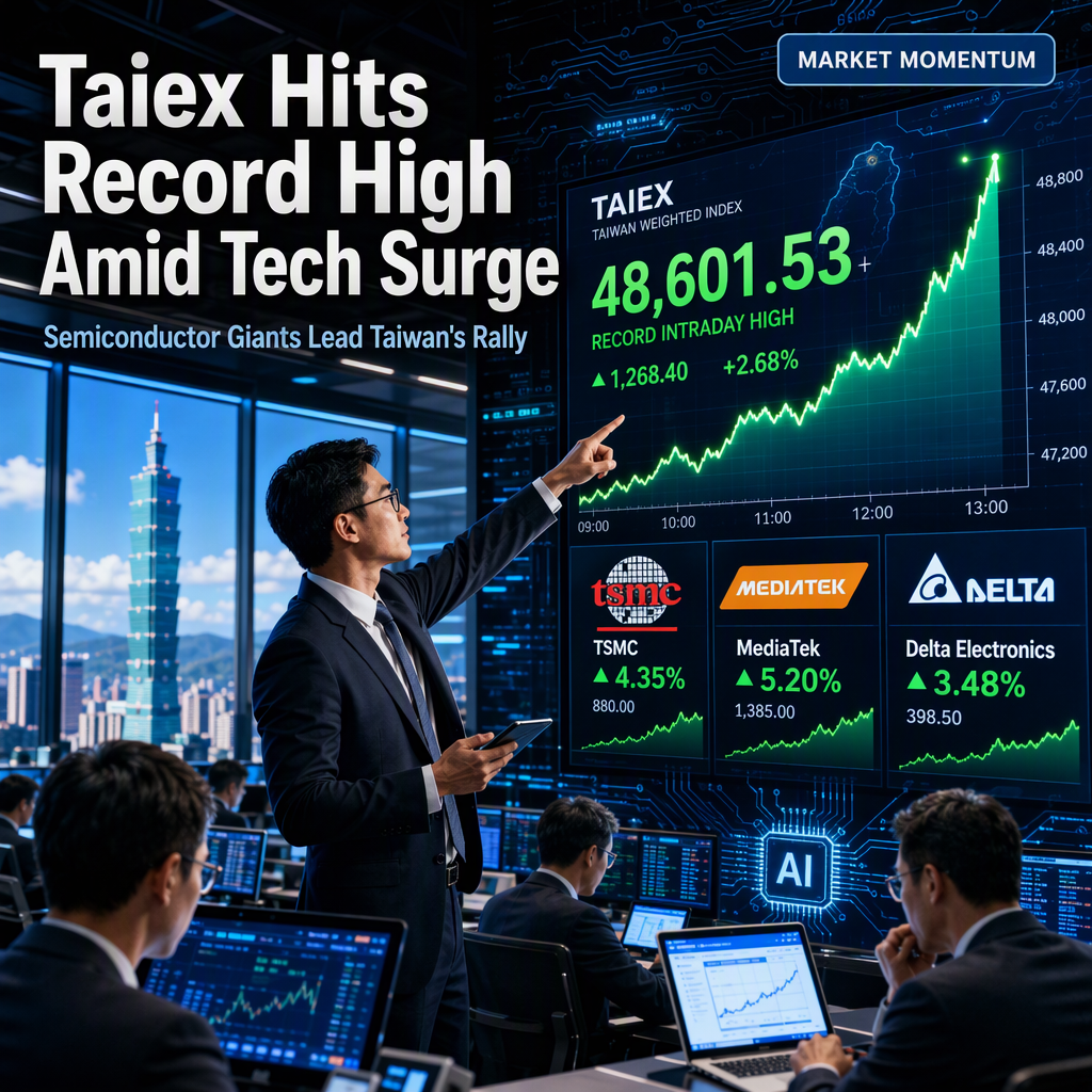 Taiwan's Taiex Index Hits Record Intraday High Amid Tech Sector Surge