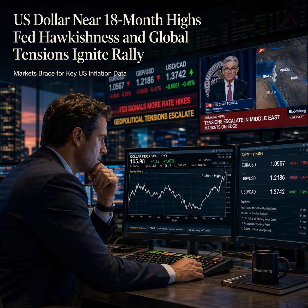 Fed’s Hawkish Stance and Geopolitical Tensions Propel US Dollar Index Near 18-Month Highs Ahead of Key Inflation Data