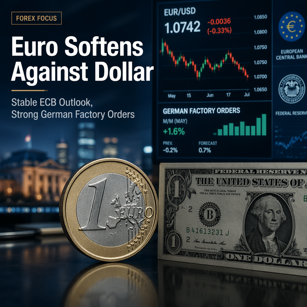 Euro Softens Against US Dollar Amid Stable ECB Outlook and Strong German Factory Orders