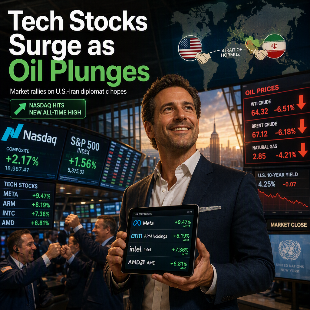 Tech Stocks Soar as Oil Prices and Bond Yields Plunge Amid U.S.-Iran Diplomatic Hopes