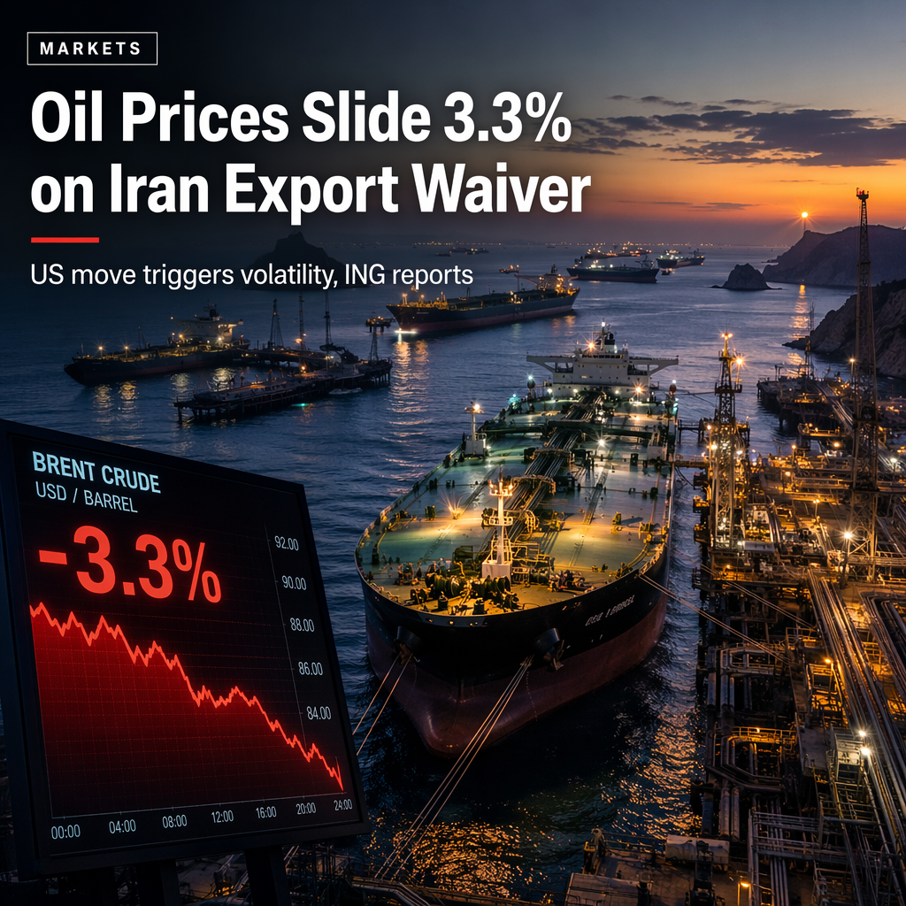 Oil Prices Drop 3.3% as US Grants 60-Day Waiver for Iranian Exports, ING Reports