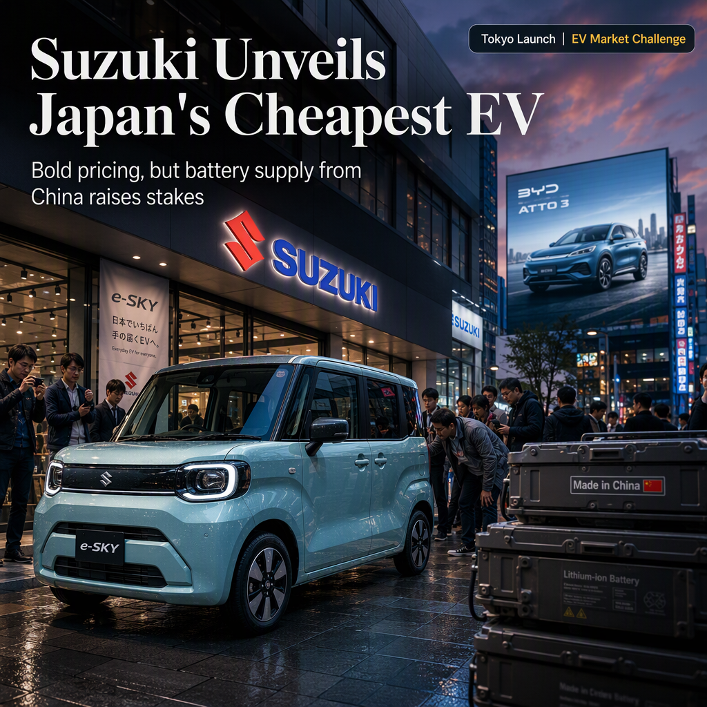 Suzuki Launches Japan's Cheapest EV, Highlighting Battery Dependence on China