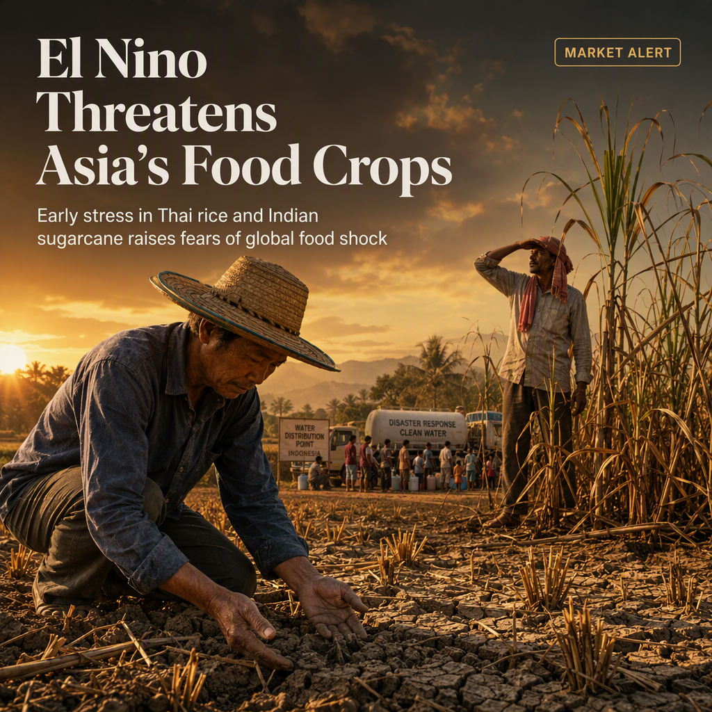 Early Signs of El Nino Stress Hit Thai Rice and Indian Sugarcane, Raising Global Food Shock Fears