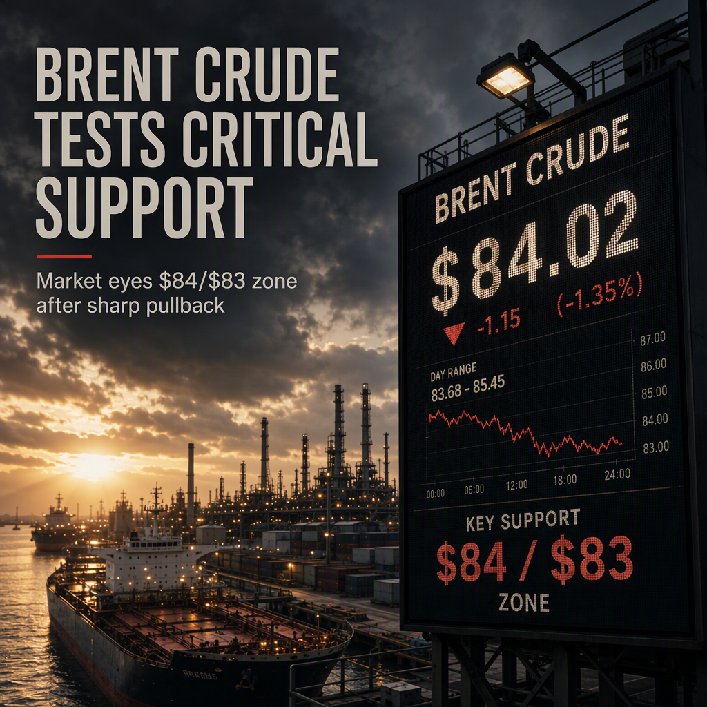 Brent Crude Approaches Key Support at $84/$83 Amid Pullback from $95 Resistance
