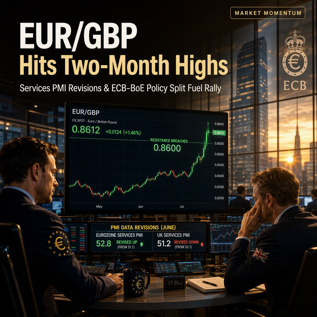 EUR/GBP Surges to Two-Month Highs as Services PMI Revisions and ECB-BoE Policy Divergence Drive Momentum