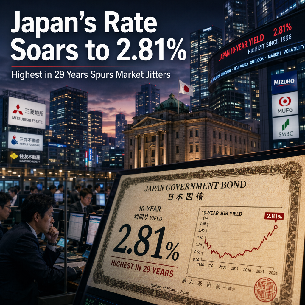 Japan's Long-Term Interest Rate Surges to 2.81%, Highest in 29 Years Amid Inflation Concerns