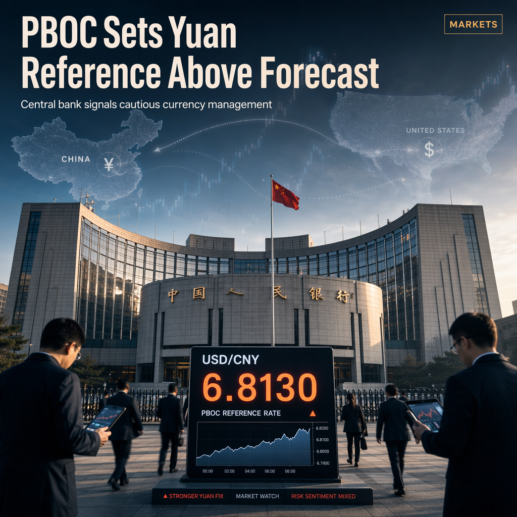 PBOC Sets Higher USD/CNY Reference Rate at 6.8130, Above Reuters Estimate