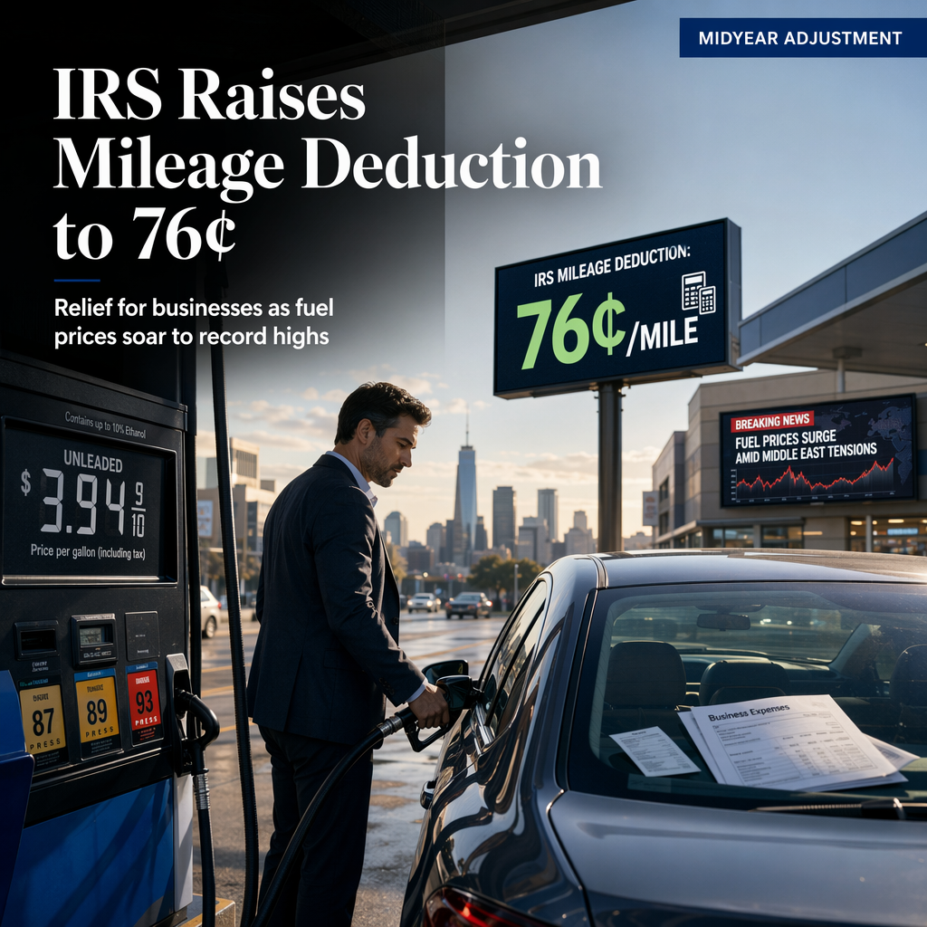IRS Raises Business Mileage Deduction Rate to 76 Cents Amid Fuel Price Surge