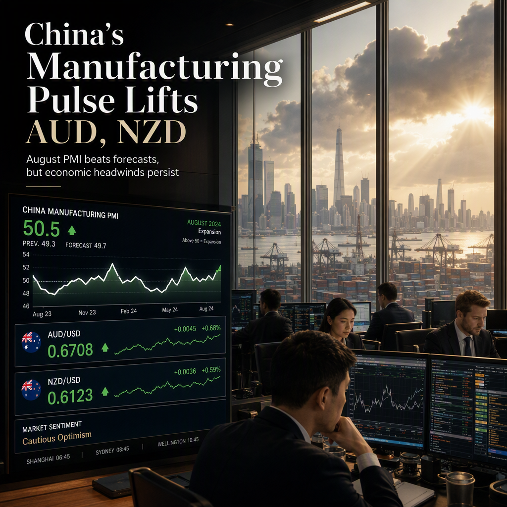 China's Manufacturing PMI Beats Expectations in August, Offering Modest Support to AUD and NZD