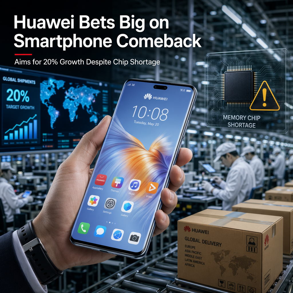 Huawei Targets 20% Smartphone Shipment Growth Amid Ongoing Memory Chip Shortage