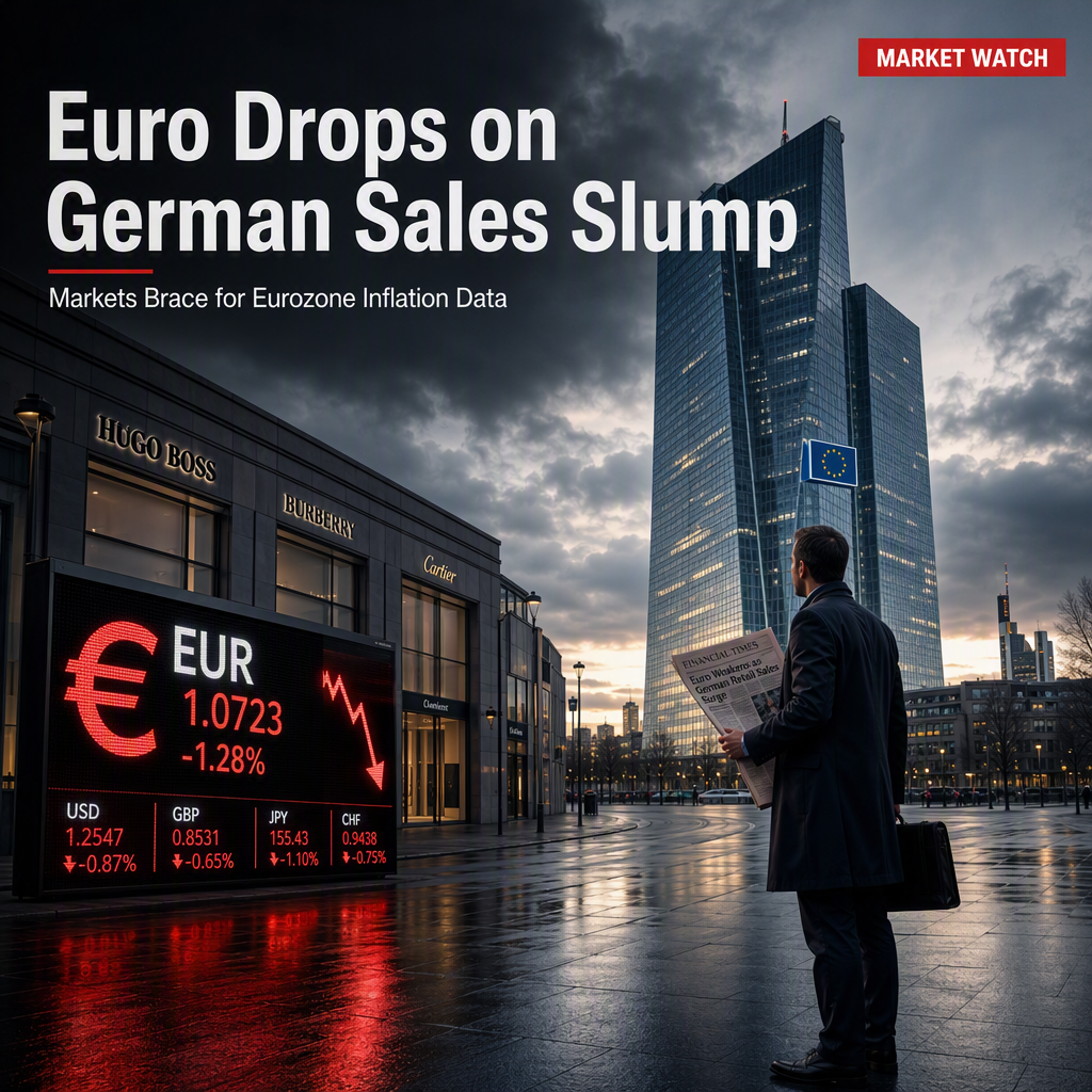 Euro Slides as German Retail Sales Plunge, Markets Await Eurozone Inflation Data
