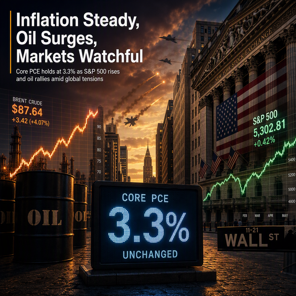 U.S. Core PCE Holds at 3.3% as Oil Surges and S&P 500 Edges Higher Amid Geopolitical Tensions