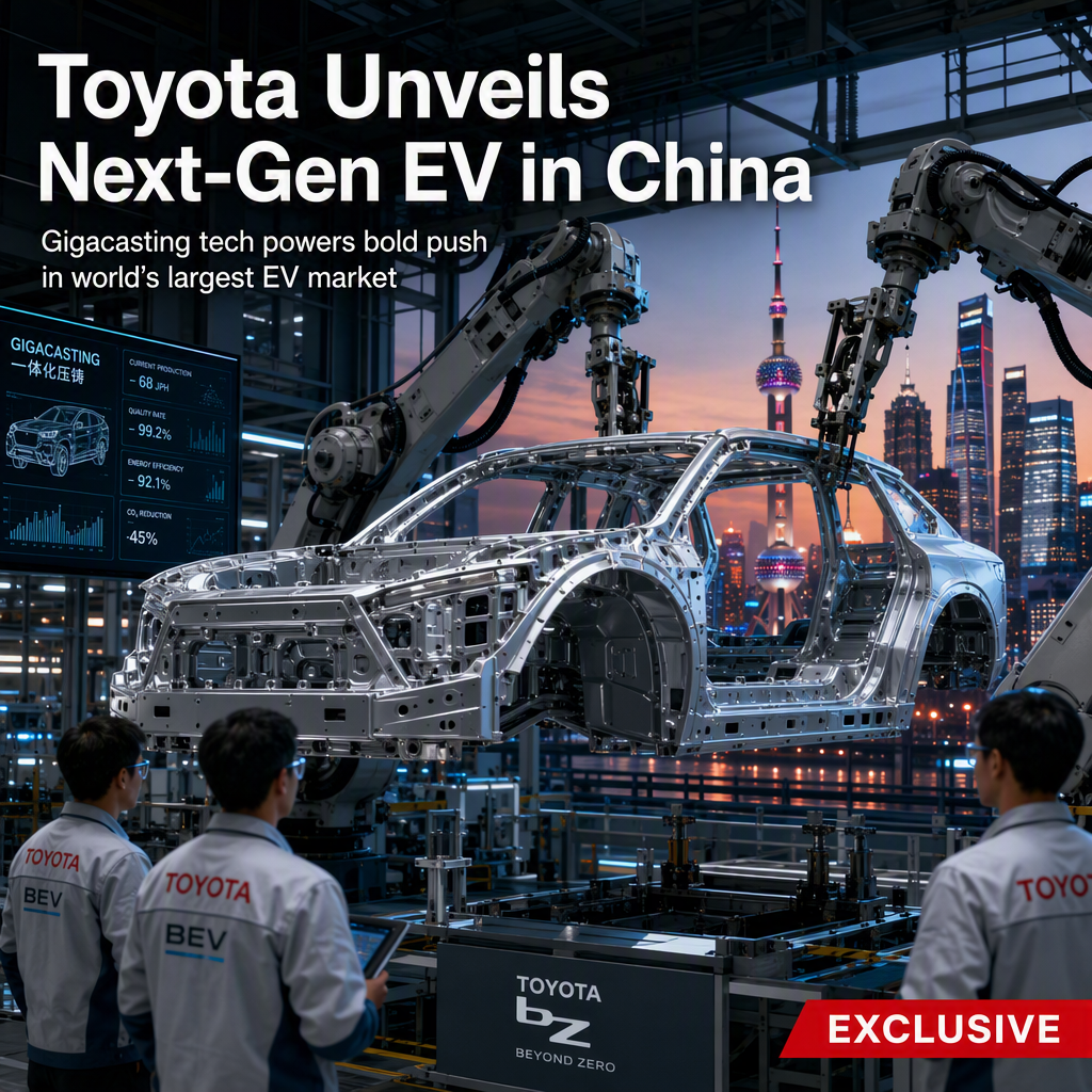 Toyota to Launch Next-Gen EV in China Using Gigacasting Technology Amid Intensifying Market Competition