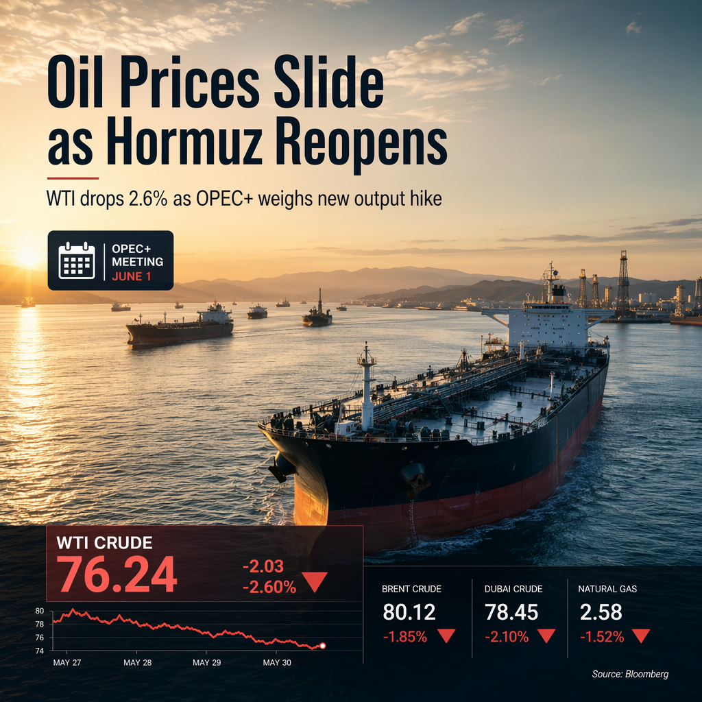 WTI Crude Oil Falls as Hormuz Flows Recover and OPEC+ Eyes Output Hike