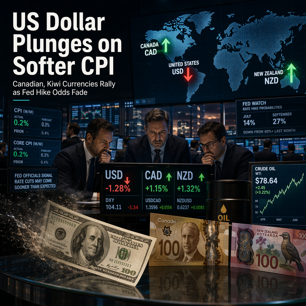 US Dollar Weakens Sharply as Softer CPI Spurs Canadian and New Zealand Dollar Rallies