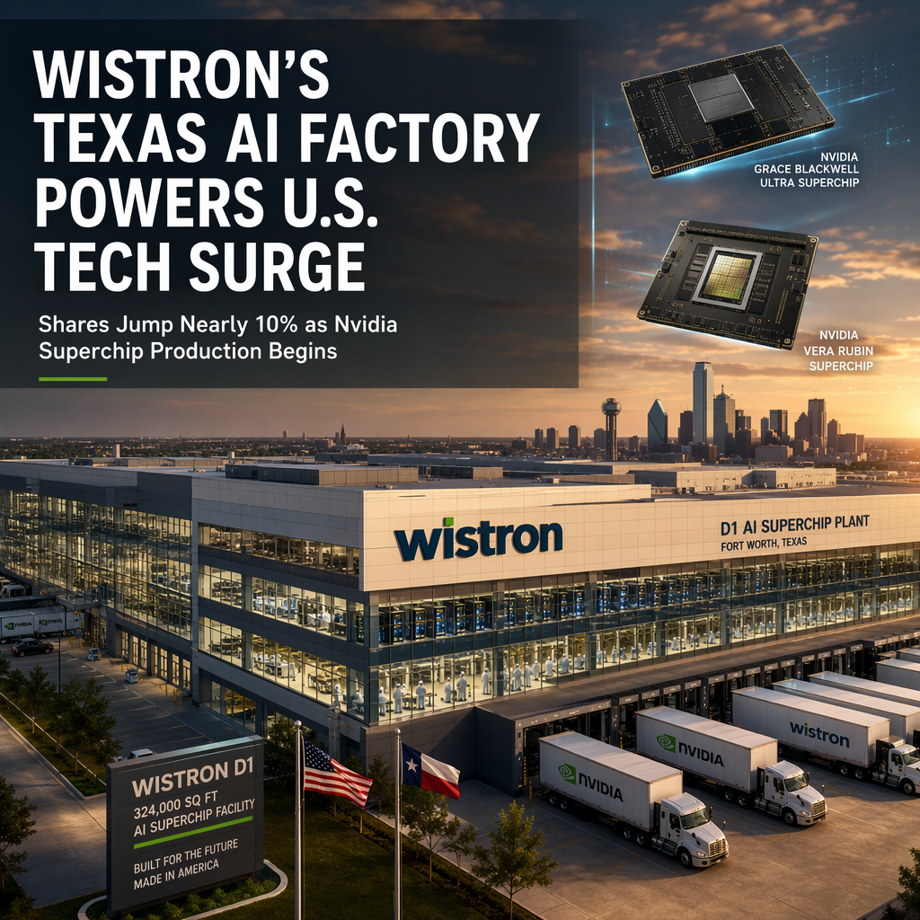 Wistron Shares Soar Nearly 10% After Opening Texas AI Superchip Plant for Nvidia
