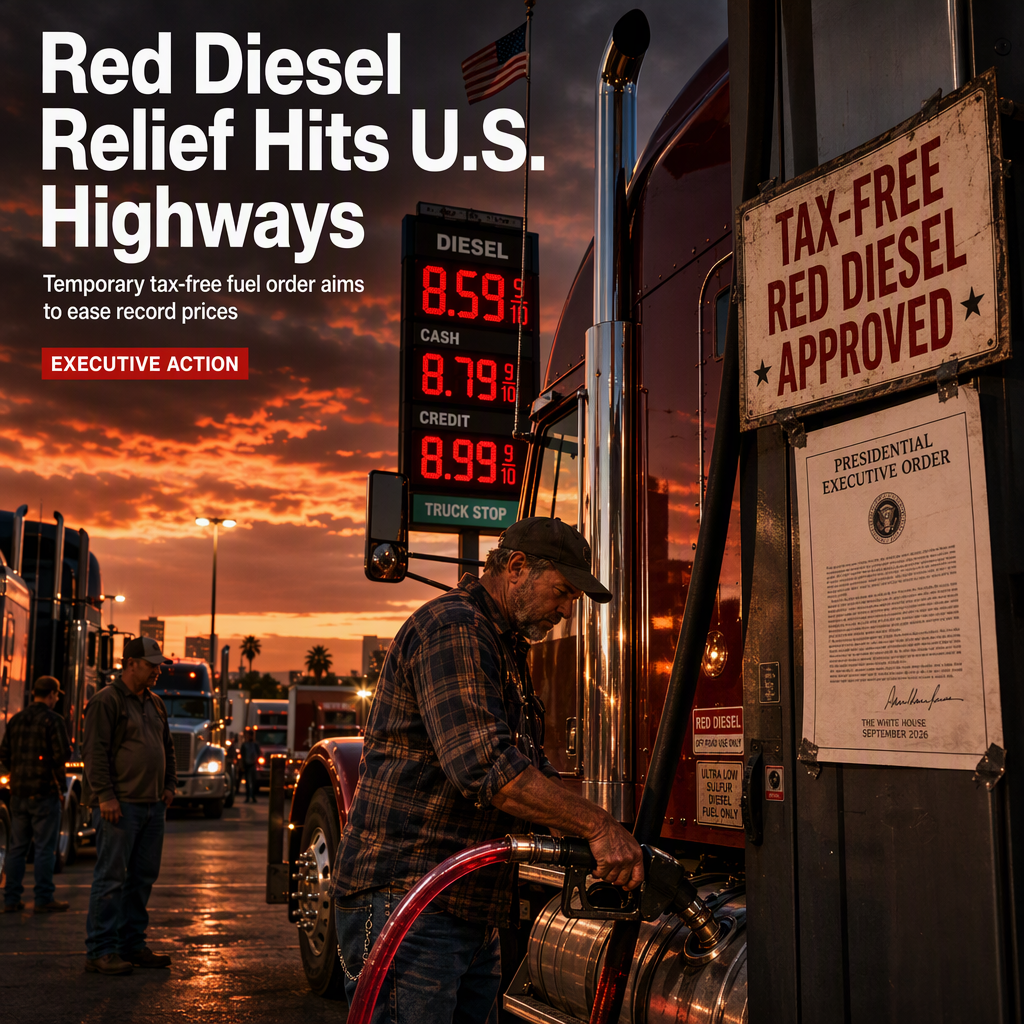 Trump Temporarily Allows Tax-Free Red-Dyed Diesel on Highways to Combat Record U.S. Fuel Prices