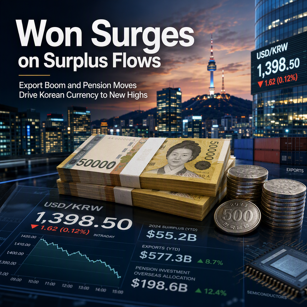 South Korean Won Strengthens Sharply on Surplus Flows; Consolidation Expected Near Current Levels