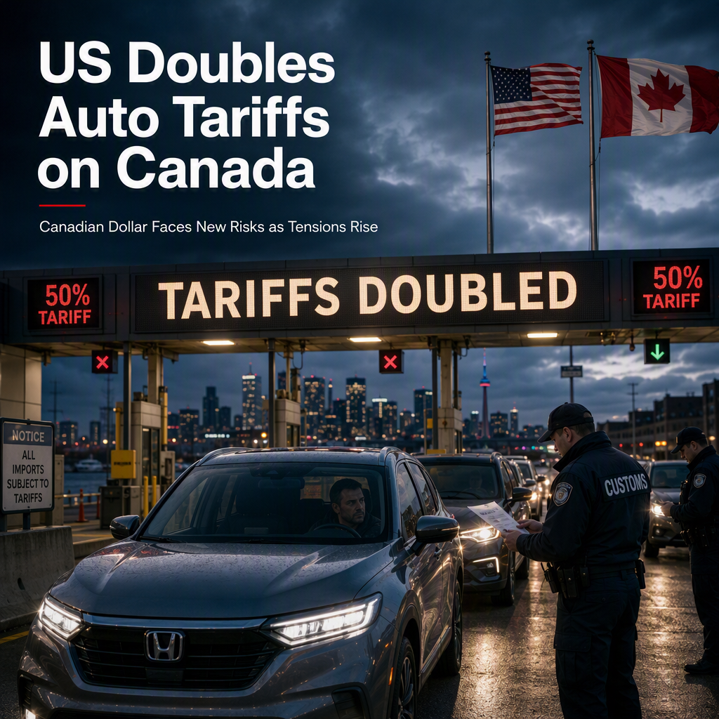 US Announces Doubling of Auto Tariffs on Canadian Cars, Raising Risks for Canadian Dollar