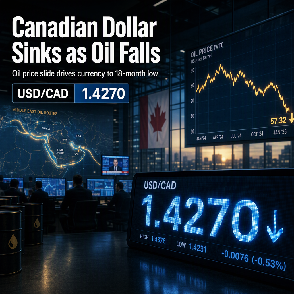Canadian Dollar Hits 18-Month Lows as Oil Prices Slide and USD/CAD Rally Extends