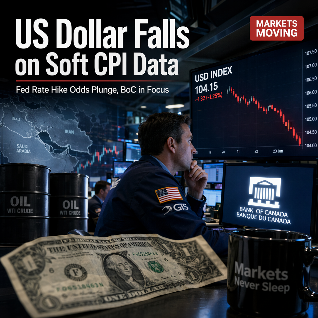 US Dollar Weakens as Soft CPI Data Diminishes Fed Rate Hike Expectations; Focus Shifts to Bank of Canada Decision