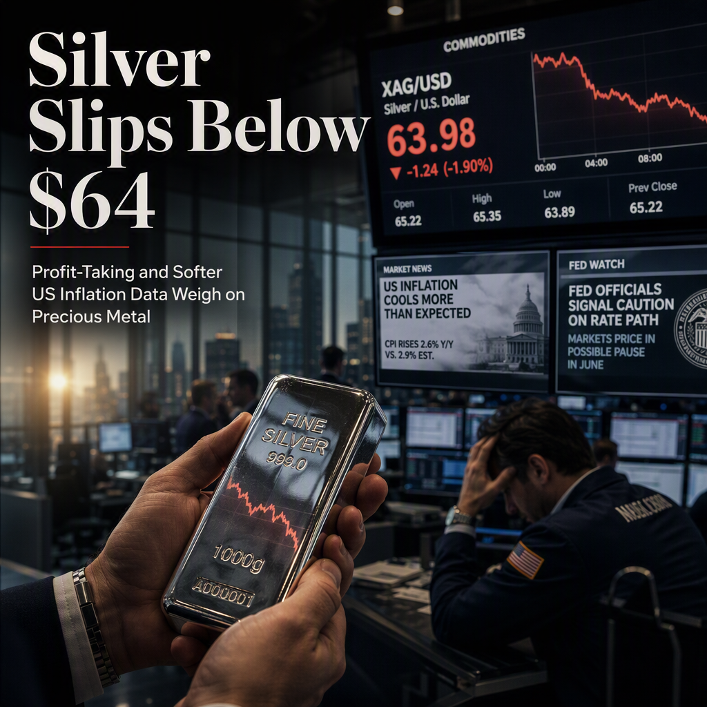 Silver Price Drops Below $64 Amid Profit-Taking and Softer US Inflation Data