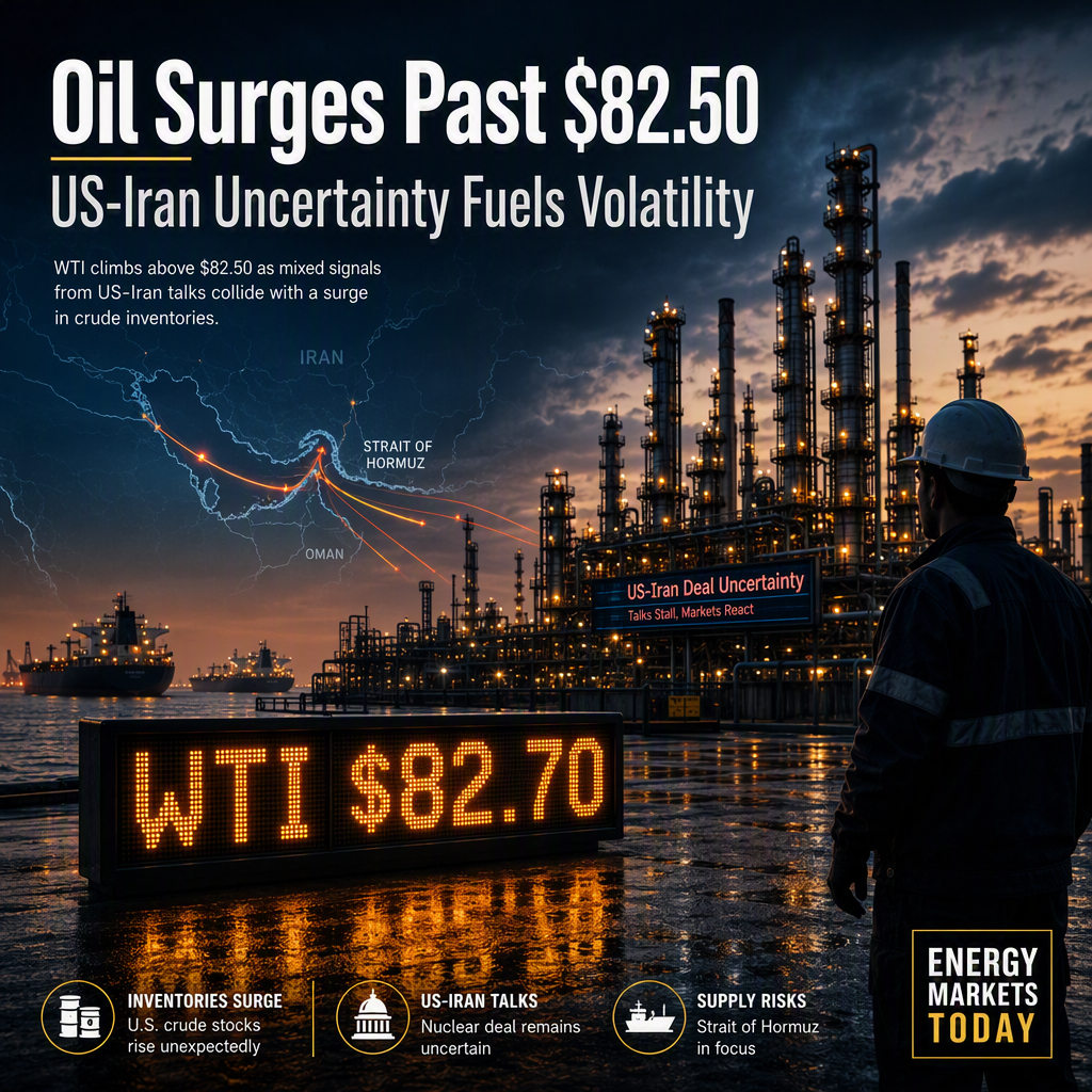 WTI Oil Rises Above $82.50 Amid Mixed US-Iran Deal Signals and Surging US Inventories