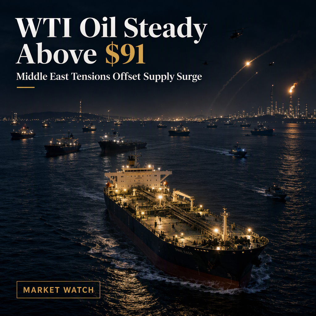 WTI Oil Holds Above $91 as Middle East Tensions Offset Increased Saudi Exports