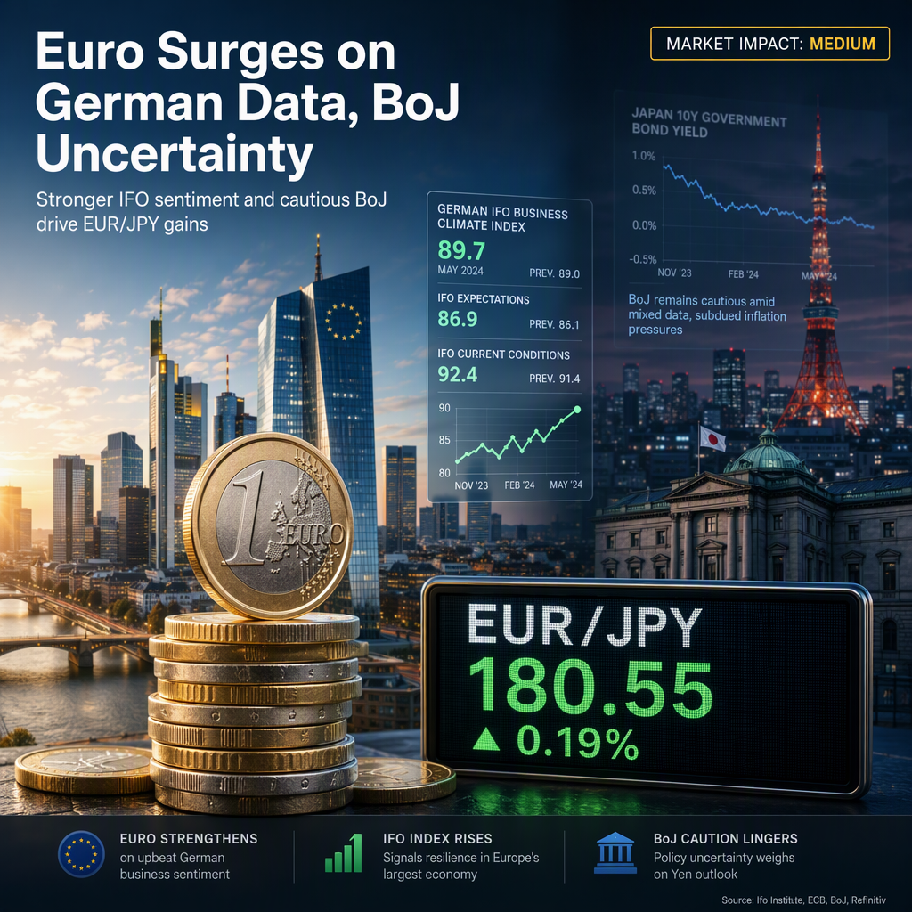 Euro Rises Against Yen as Strong German IFO Data and Cautious BoJ Outlook Drive Currency Moves