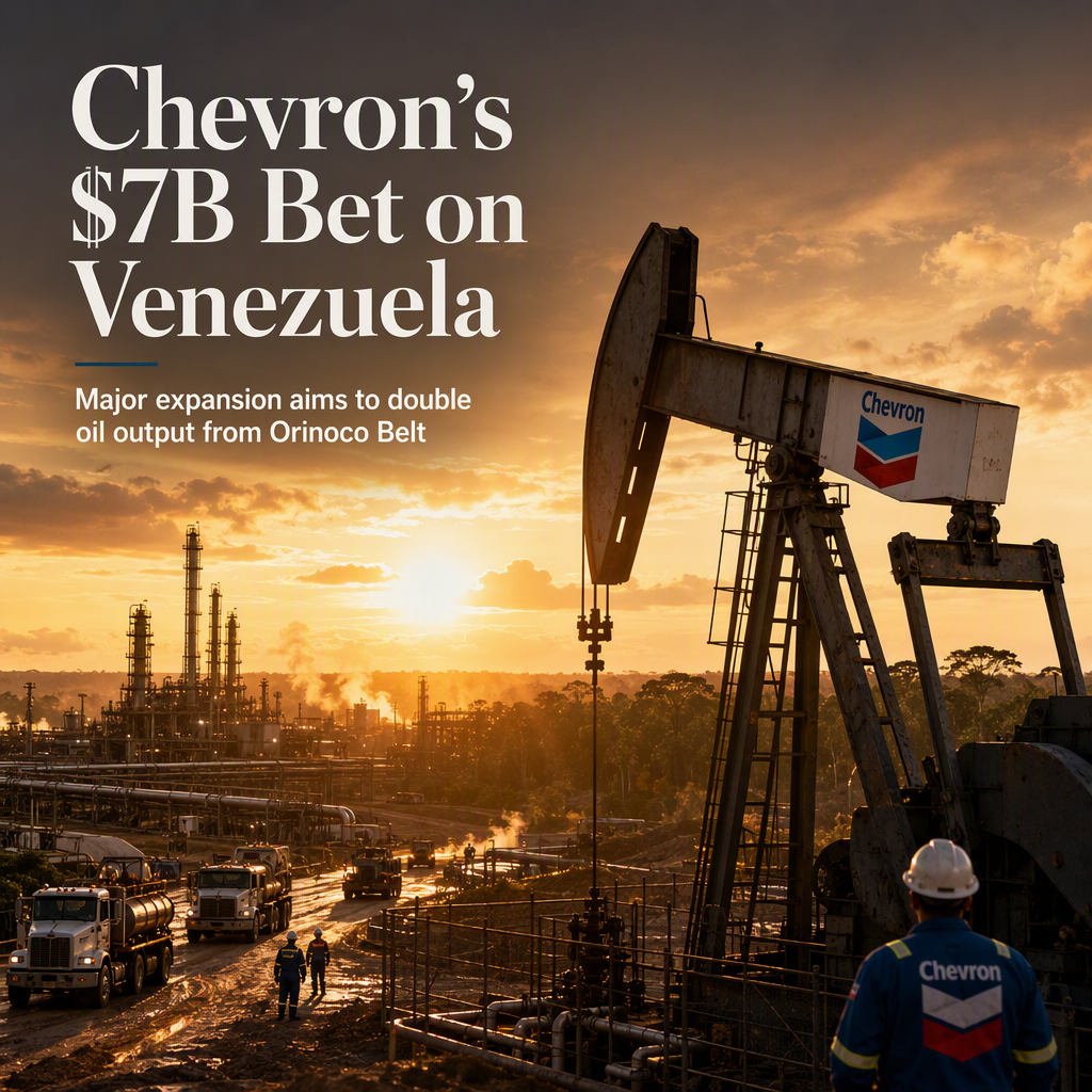 Chevron Commits $7 Billion to Double Venezuelan Oil Output with New Orinoco Belt Fields