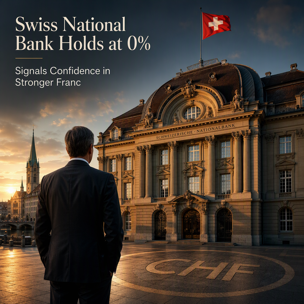 Swiss National Bank Maintains 0% Rate, Signals Tolerance for Stronger Franc