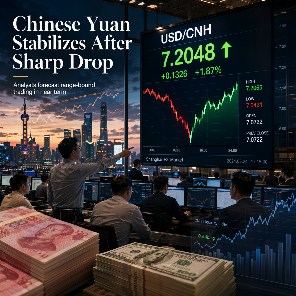 Chinese Yuan Stabilizes After Sharper-Than-Expected Drop Against US Dollar; Range Trading Expected