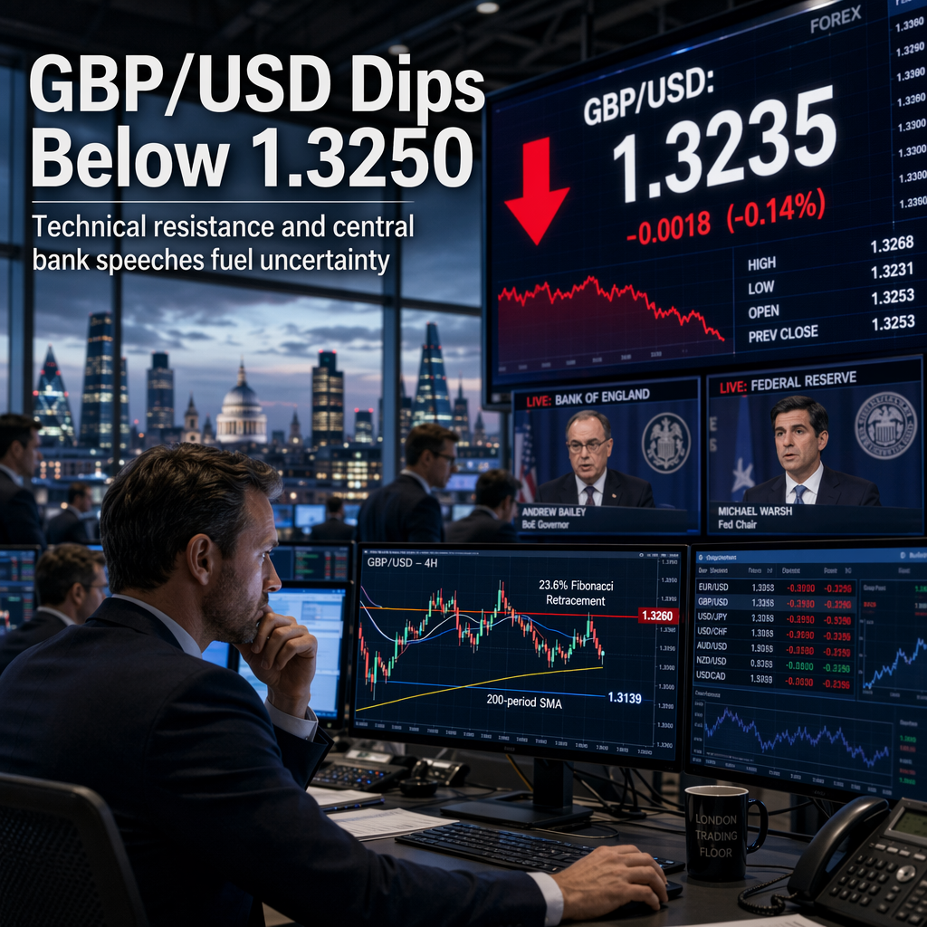 GBP/USD Slides Below 1.3250 Amid Technical Resistance and Awaited Central Bank Speeches