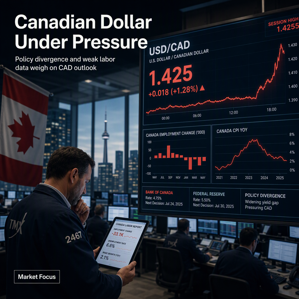 Canadian Dollar Faces Pressure as Policy Divergence and Labor Data Weigh on Outlook
