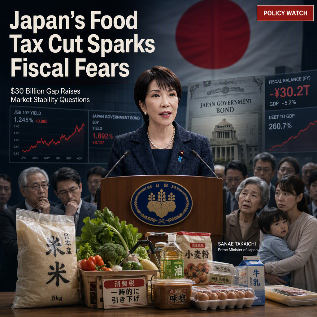 Japan's Prime Minister Takaichi Proposes Temporary Food Tax Cut, Raising Fiscal Sustainability Concerns