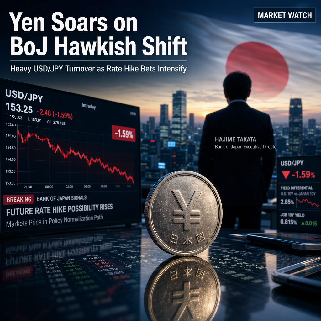 Japanese Yen Surges as Bank of Japan Signals Faster Rate Hikes Amid Heavy USD/JPY Turnover
